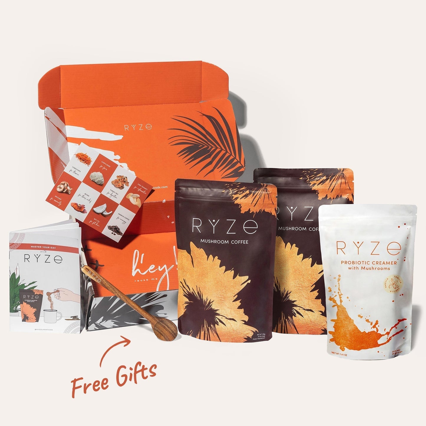 RYZE Ultimate Starter Kit (2 Mushroom Coffees + 1 Probiotic Creamer)