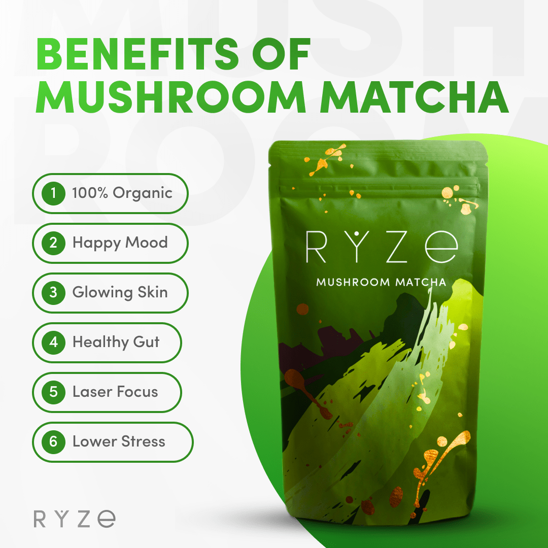 RYZE Organic Mushroom Matcha Starter Kit (60 servings)