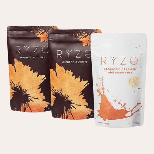 RYZE Ultimate Starter Kit (2 Mushroom Coffees + 1 Probiotic Creamer)
